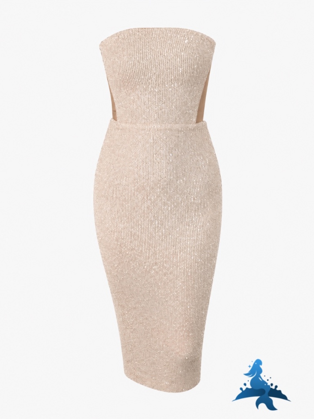 1090 NWT - NOOKIE Lumiere Sequin Midi Dress - S - Nude Blush